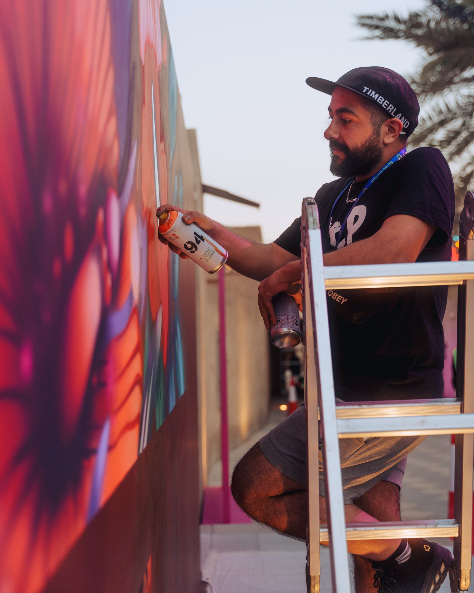 Sikka Art & Design Festival mural in progress, Dubai, 2025.