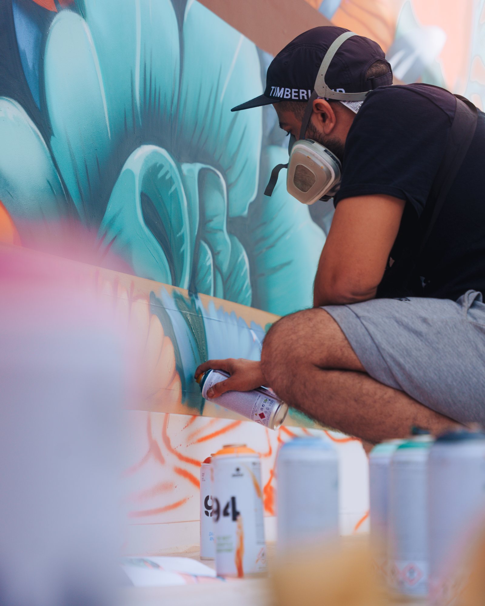 Sikka Art & Design Festival mural in progress, Dubai, 2025.